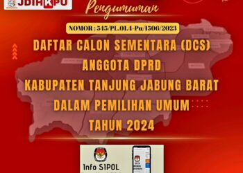 Secara Resni KPU Umumkan DCS Anggota DPRD Tanjabbar Pada Pemilu Tahun 2024