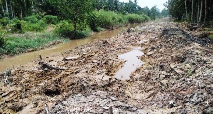 Baru Dikerjakan, Tanggul di Sungai Gebar Rusak. Rekanan Diminta Perbaiki