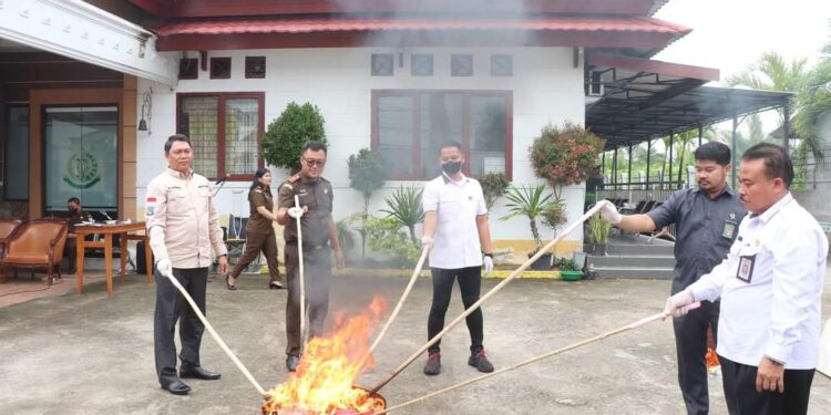 Wabup Hairan Ikuti Pemusnahan BB di Kejari Kualatungkal