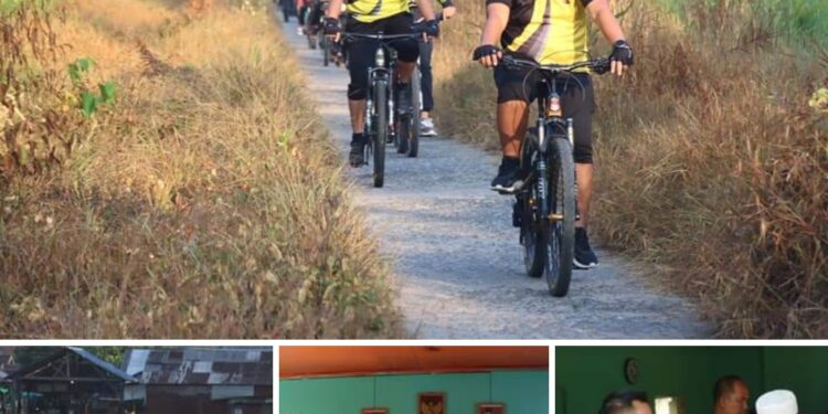 Sambut HUT Bhayangkara Ke-78, Polres Tanjab Barat Gelar Gowes 78 Km dan Bagi Bansos