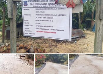 Diduga Kurang Semen, Rigid Beton Lubuk Sebontan Rusak dan Berdebu