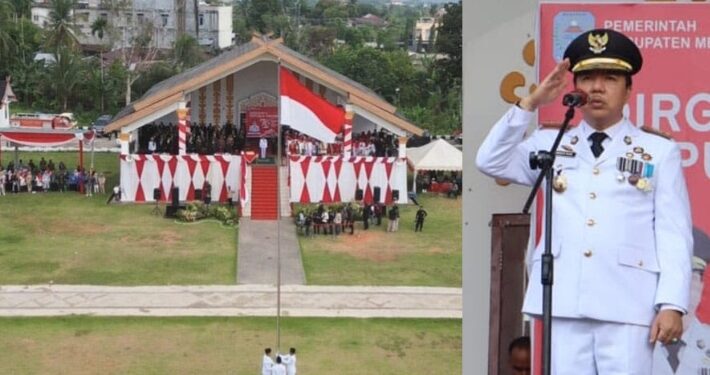 Detik Proklamasi Kemerdekaan RI ke-79, Merah Putih Berkibar di Langit Merangin