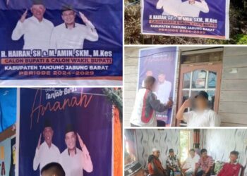 Semakin Menyala, Warga Seko Pasang Baliho Hairan-Amin Siap Menangkan Pilkada Tanjab Barat
