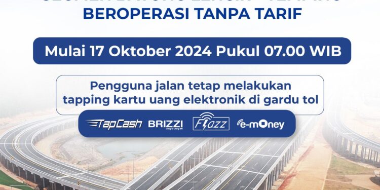Pengoperasian Jalan Tol Betung – Tempino – Jambi Seksi 3 (Segmen Bayung Lencir – Tempino) Tanpa Tarif Mulai 17 Oktober 2024, Catat Begini Ketentuannya