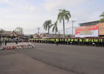 Gelar Apel Pergeseran Pasukan Pengamanan Tahapan Pilkada, Kapolres Tanjab Barat Tekankan Jaga Netralitas