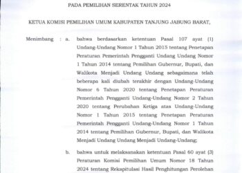 KPU Umumkan Pemenang Pilkada Tanjab Barat