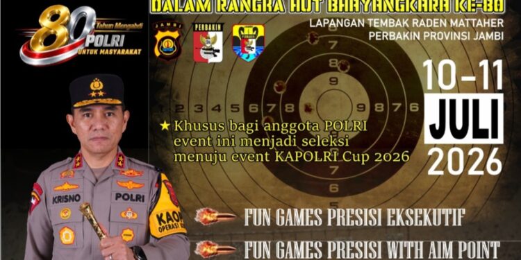 Peringati Hari Bhayangkara ke-80 2026, Pengprov Perbakin bersama Polda Jambi Gelar Kejuaraan Menembak Kapolda Cup 2026